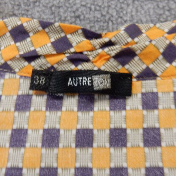 Autre Ton Midi Dress Medium Orange Purple Geometric Pattern Print Pockets Cotton - Picture 5 of 10